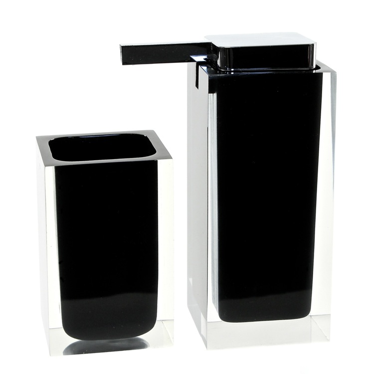 Bathroom Accessory Set, Gedy RA680-14, Black Two Pc. Accessory Set Made With Thermoplastic Resins